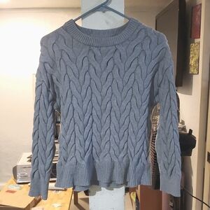 Grey Cable Knit Women's Sweater